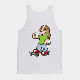 Dog as Skater with Skateboard Tank Top